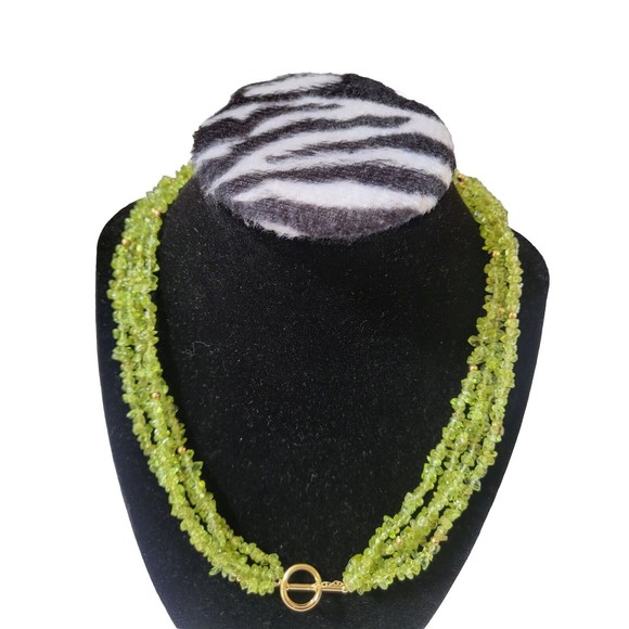14KT Yellow Gold Peridot & Gold Beaded Multiple Strand Statement Necklace - Picture 3 of 10